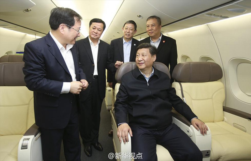 시진핑, 국산 대형여객기 체험…장비제조업 발전 당부