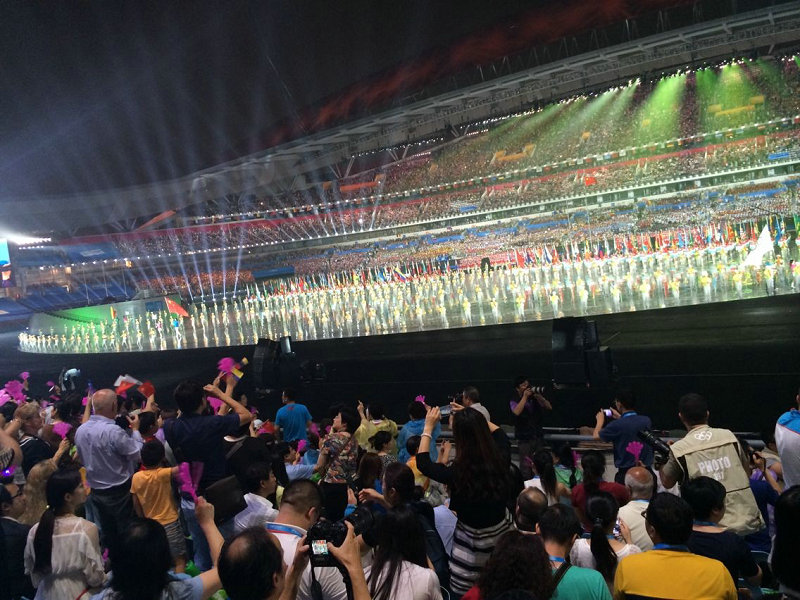 난징 청소년 올림픽 개막식...중국대표단 입장