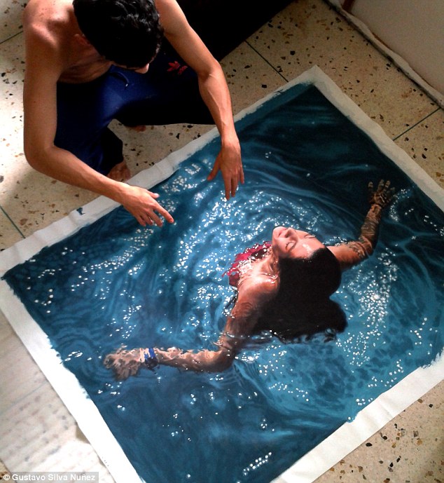 베네수엘라 화가의 ‘수영하는 사람’, 진짜같아 감탄이 절로