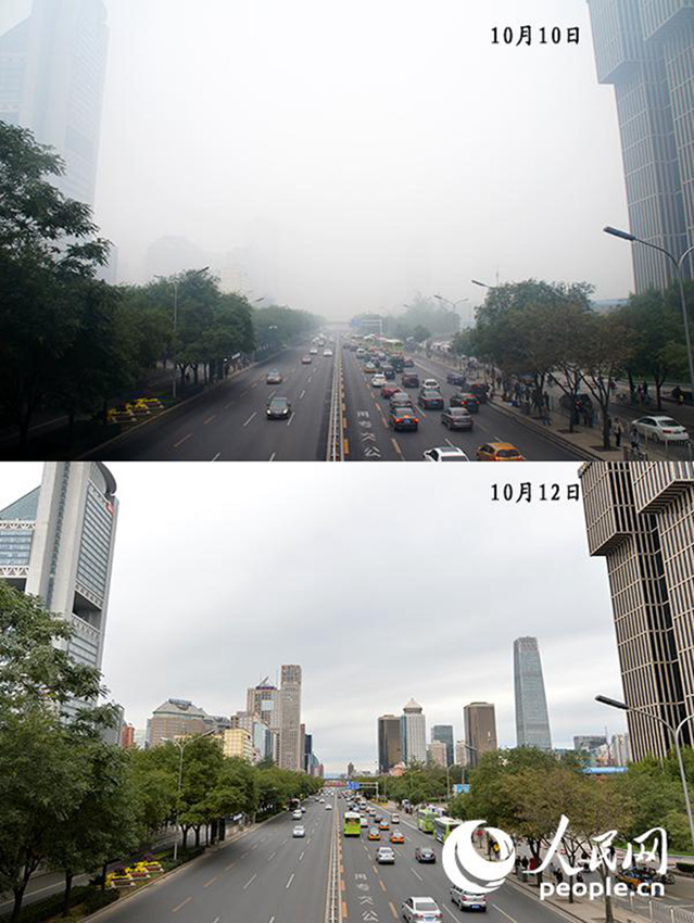 짙은 스모그에서 파란 하늘로, 베이징 4일간의 변신