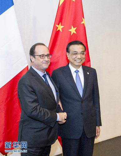리커창, 중국과 프랑스 제휴 제품 생산 장려해