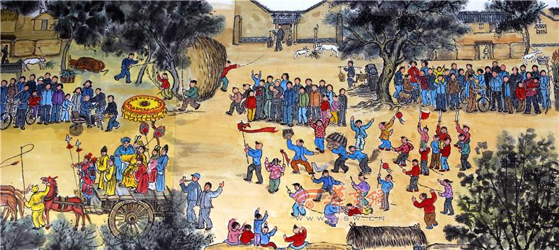 시안 노인, 21m ‘서훠도’ 그려 ‘60년前 새해맞이’ 재현