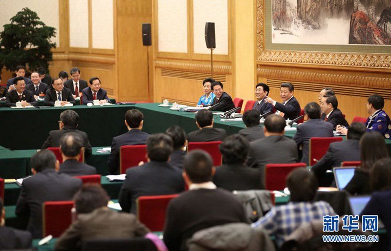 시진핑 등 지도부, 전인대 대표단 심의 참석 