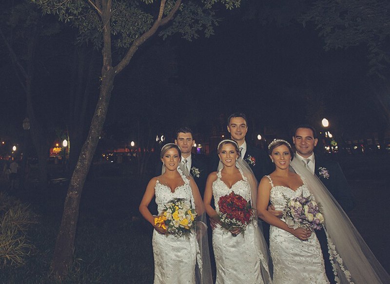 브라질 세쌍둥이 자매 합동 결혼식, 신부 헷갈릴까 걱정