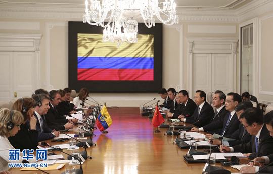 리커창, 콜롬비아 대통령과 회담 ‘상호투자 확대’
