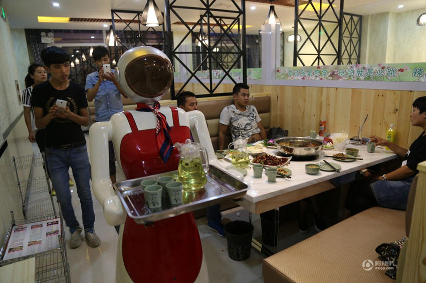 간쑤성 식당에 미녀 섹시로봇 등장, 차와 음식 서빙