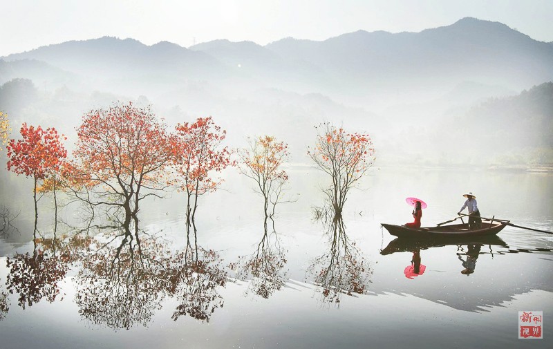 단풍 물든 후베이 뤄톈의 매혹적인 가을 풍경