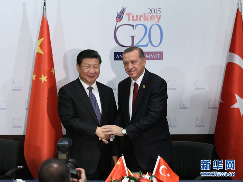 시진핑, 에르도안 터키 대통령과 회동　　