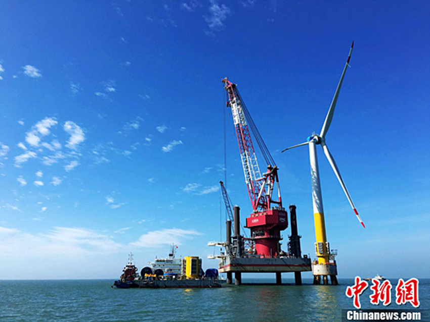 중국 해상 최대 풍력발전기 설치 완료