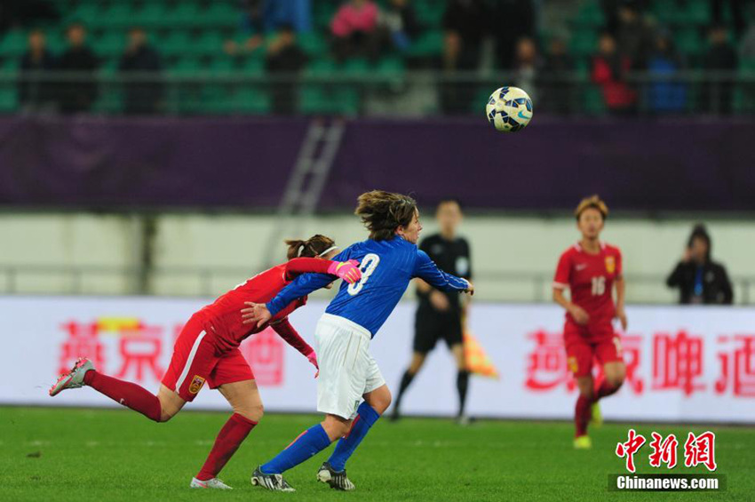 중국 여자 축구 1:1로 이탈리아와 무승부