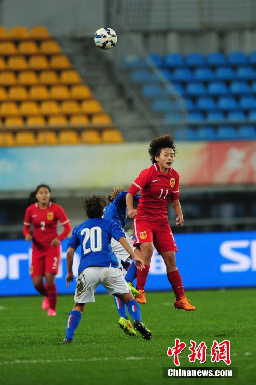 중국 여자 축구 1:1로 이탈리아와 무승부