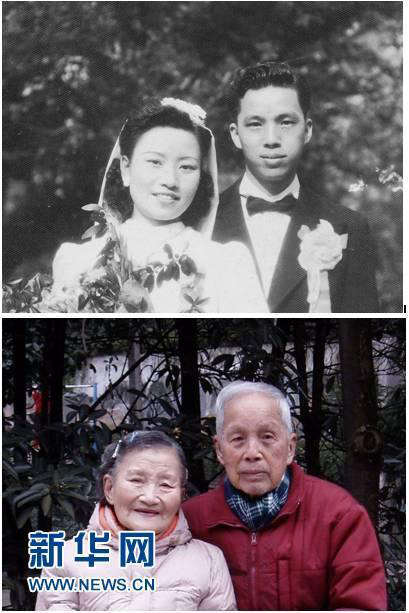 70년 전 결혼식 장소에서 웨딩사진 촬영한 노부부 