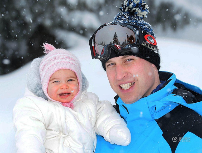 윌리엄 왕세손 가족 알프스 스키장에서 휴가 즐기는 중