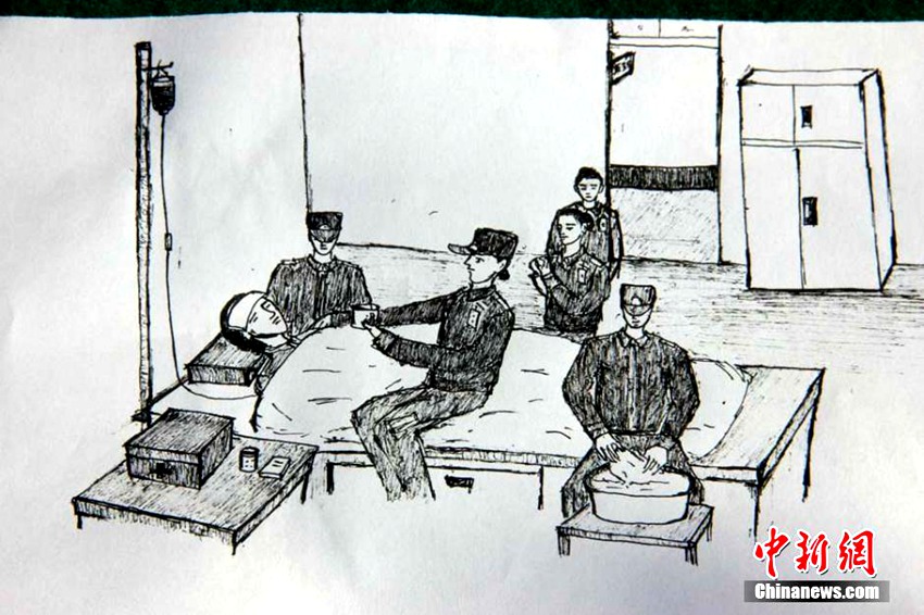 훈련과정 그림으로 담아낸   신장 교도소 경찰관