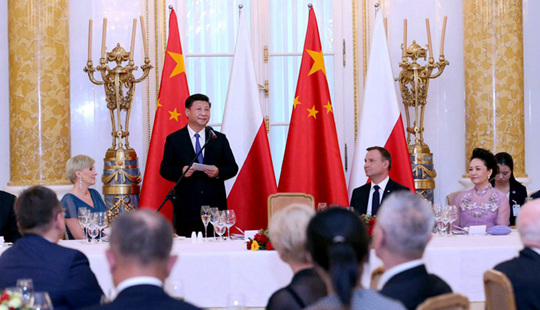 두다 대통령이 개최한 환영만찬에 참석한 시진핑 주석