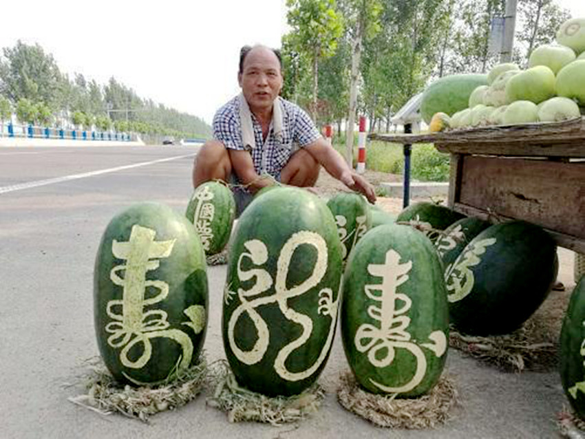 멋진 서예 글씨 적힌 수박, 11일 간 3,000kg 팔려