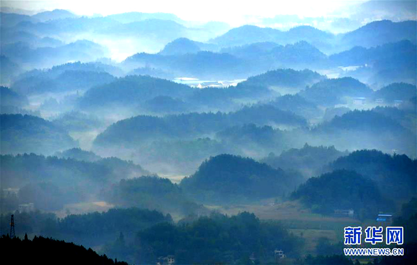 후베이 리촨, 한 폭의 수묵화 같은 가을 풍경