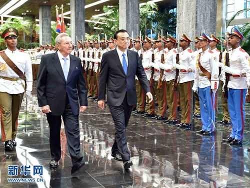  현지시간(쿠바) 9월 24일, 리커창(李克強) 국무원 총리가 아바나의 혁명궁전에서 라울 카스트로 국가평의회 의장과 회담을 가졌다. 