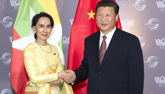 시진핑, 아웅산 수지 미얀마 국가자문과 회동