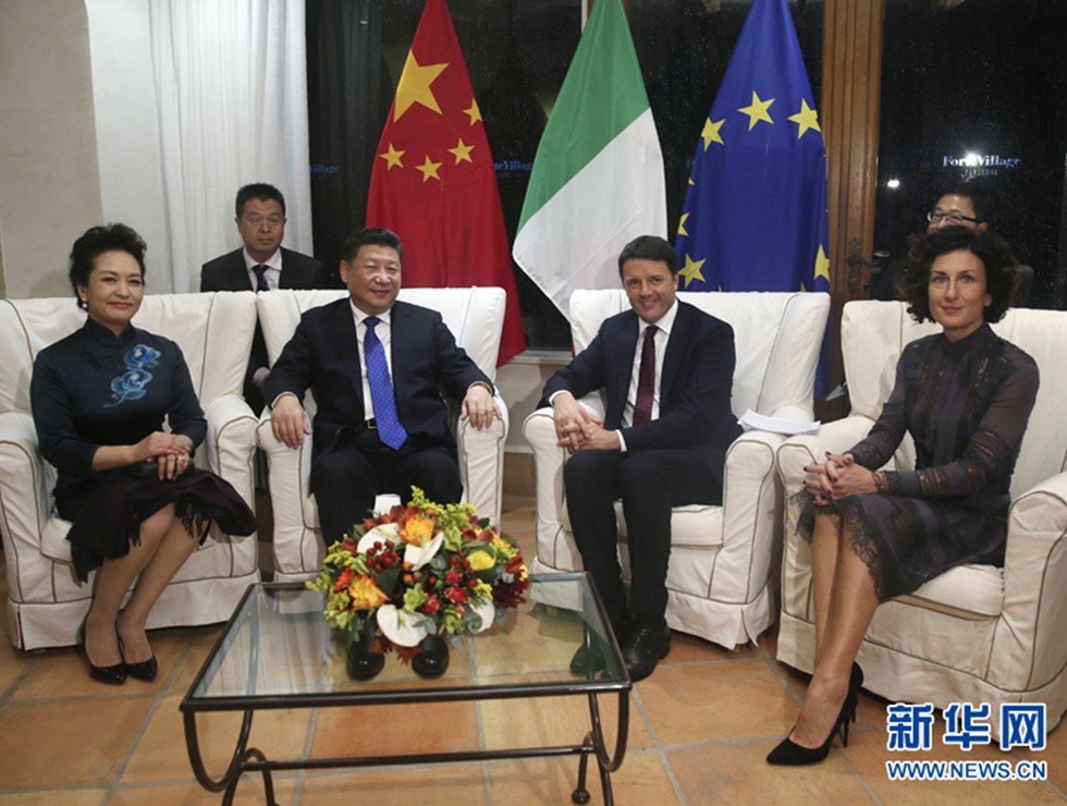 시진핑 주석, 마테오 렌치 이탈리아 총리와 회동