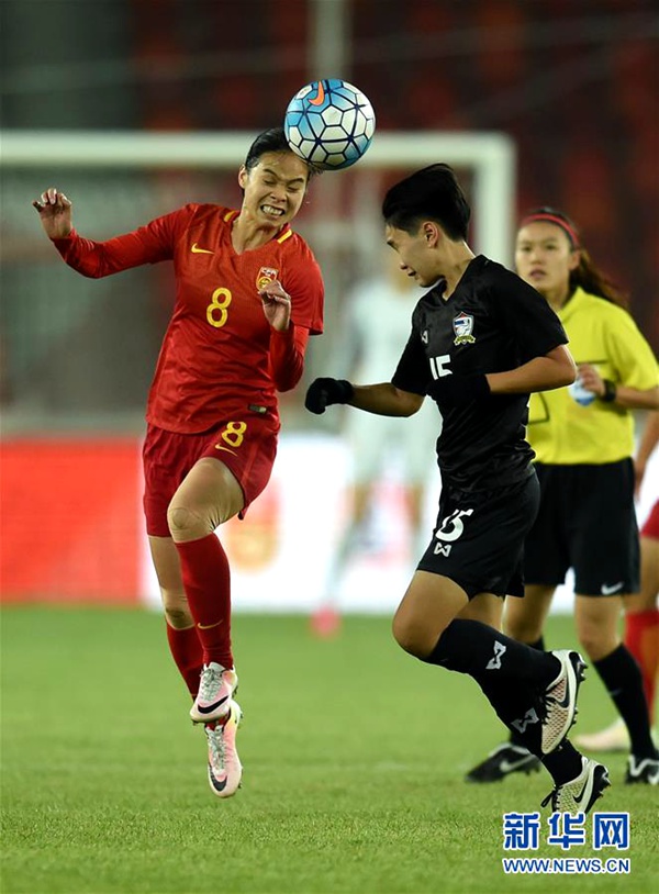 2017 여자축구 선수권대회: 중국 태국에 2:0 완승