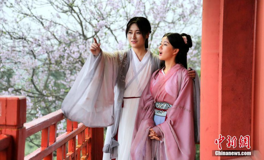 장시 난창 펑황거우, 벚꽃에 비친 미녀들의 고전 패션쇼