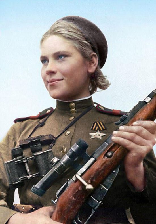제2차 세계대전 소련 여성 저격수 컬러사진 공개, 나치군 300명 죽인 여전사