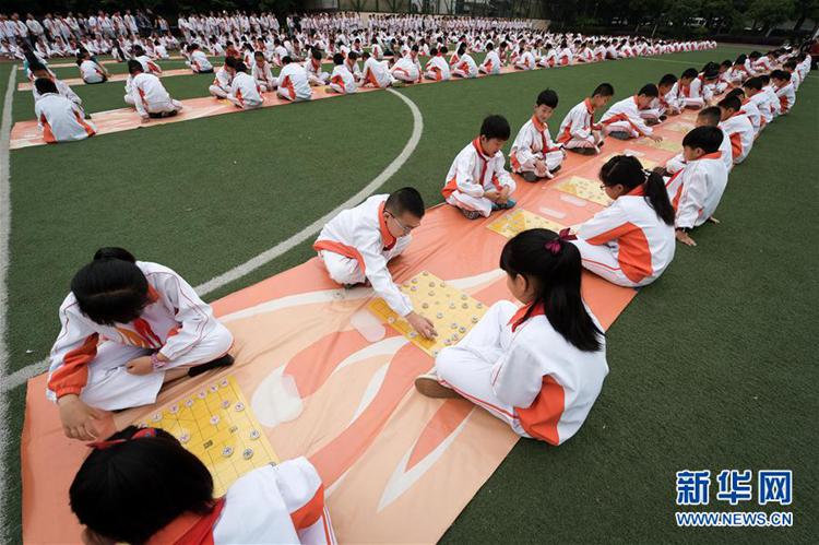 허페이 초등학교서 개최된 장기 문화축제, 장기에 푹 빠진 아이들