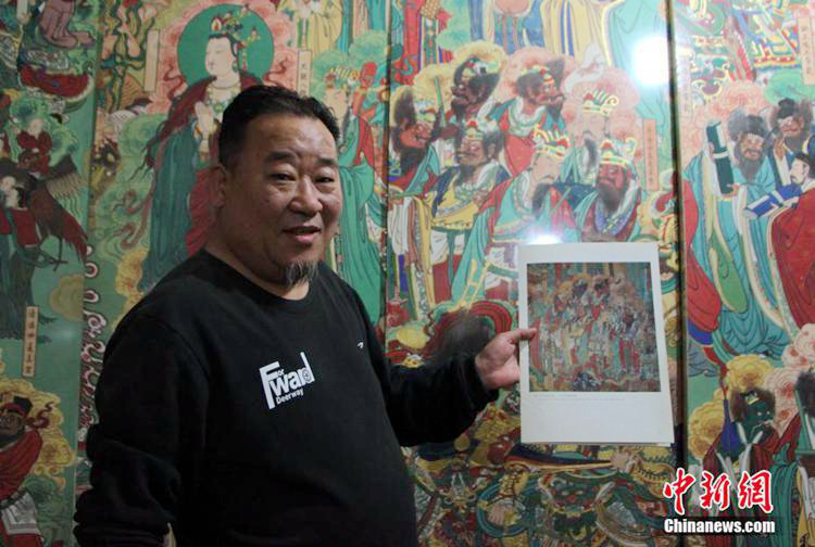 중국 허베이 화가, 10년 동안 본떠 완성한 ‘비로사 벽화’