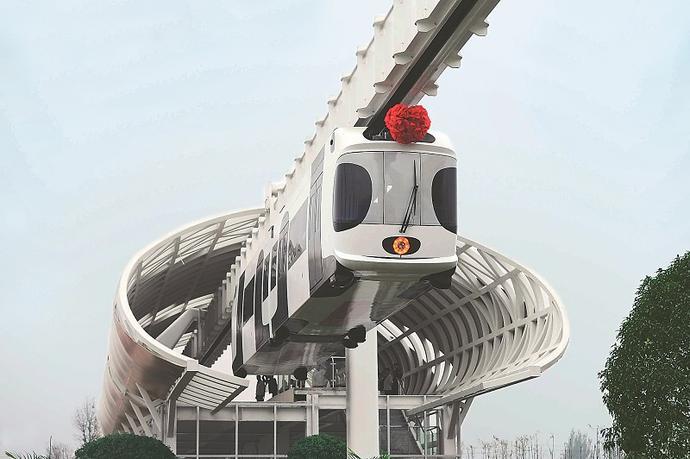 중국 스자좡에 건설된 공중 경전철, 무서울 수도 있을 걸?