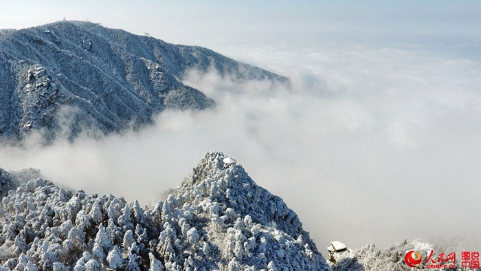 눈 내린 루산산, 중국 명산에 펼쳐진 ‘무릉도원’