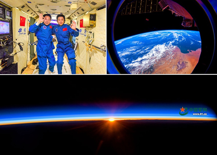 [과학] 중국 우주비행사들의 작품, 우주에서 찍은 셀카 공개