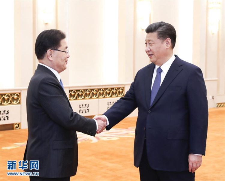 시진핑, 정의용 한국 대통령 특사 접견
