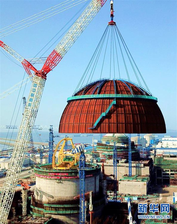 중국 2번째 ‘화룽 1호’ 원자로, 돔형 지붕 건설 완료