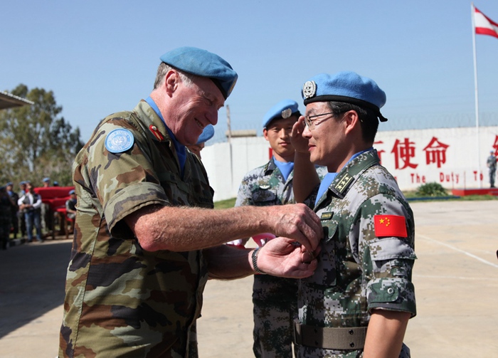 중국 16차 레바논 파견 평화유지군, 유엔 ‘평화명예훈장’ 수여