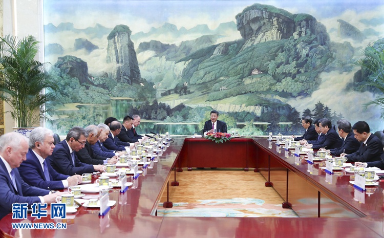 시진핑, SCO 회원국 안보회의 비서회의 참석 외국 대표단 단장 단체 접견
