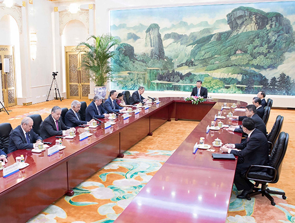 시진핑, SCO 회원국 외무장관 이사회 회의 외국 대표단 단장 단체 접견