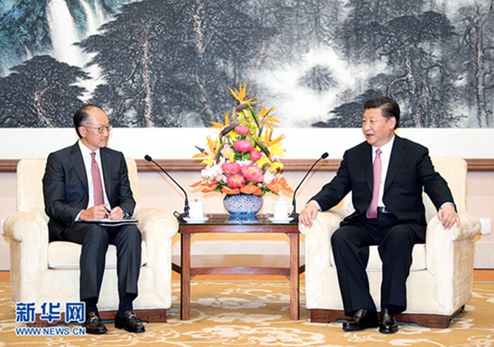 시진핑, 김용 세계은행 총재와 만남