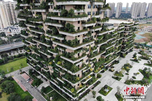 드론으로 촬영한 中 쥐룽시 친환경 ‘녹색 건축물’