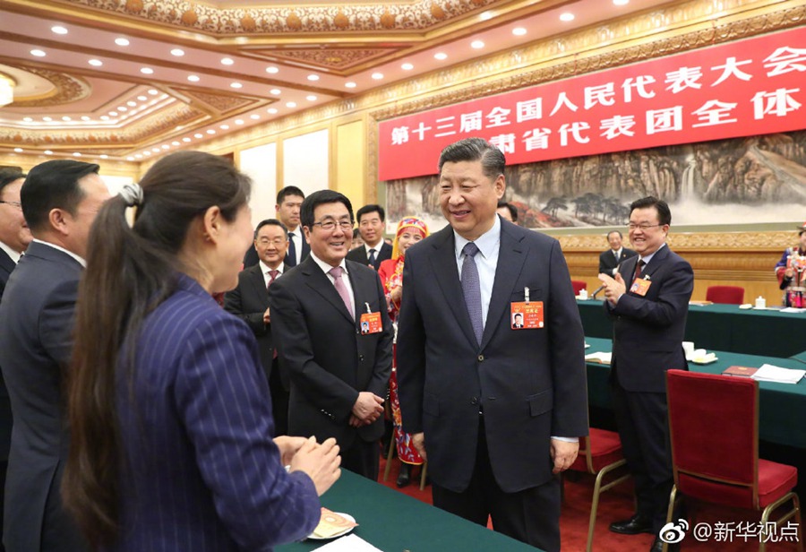 시진핑, 간쑤 대표단 심의 참석