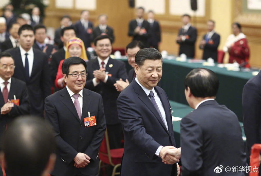 시진핑, 간쑤 대표단 심의 참석