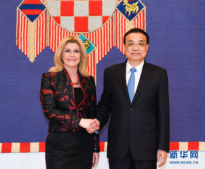 리커창 총리, 크로아티아 대통령과 만나