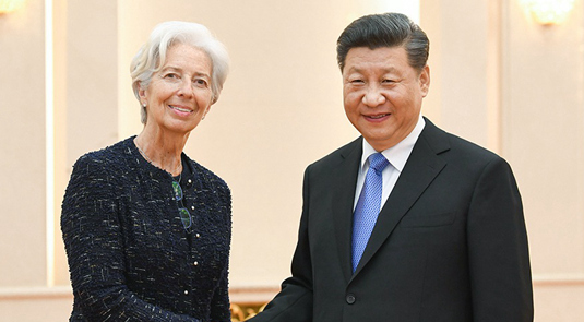 시진핑 주석, 라가르드 IMF 총재 만나