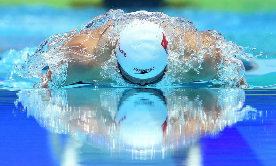 7월 26일 중국의 리주하오(李朱濠) 선수가 2019 광주 세계수영선수권대회 남자 100m 접영 준결승전에 출전했다. [사진 출처: 신화사]