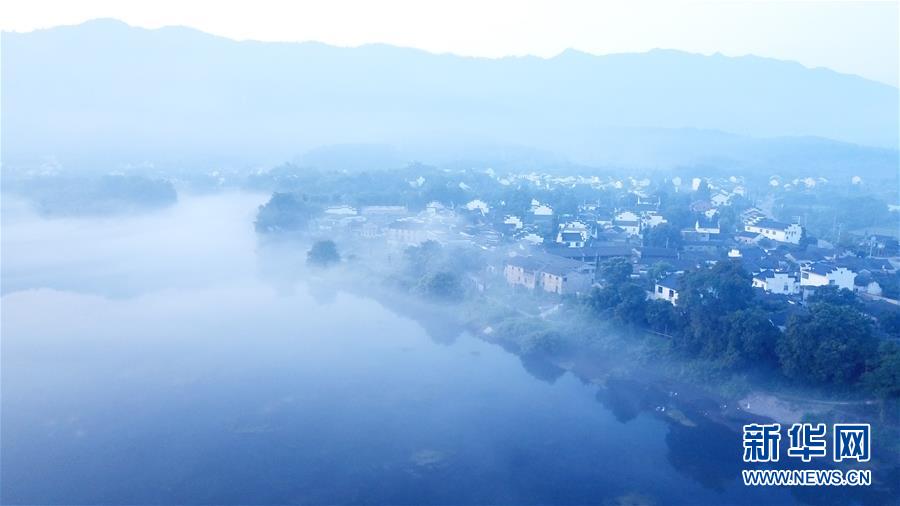 8월 15일 드론으로 촬영한 타오화탄(桃花潭) 관광지 풍경 [사진 출처: 신화망]
