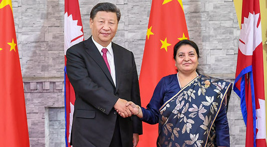 시진핑 주석, 네팔 대통령과 양국 협력 선언