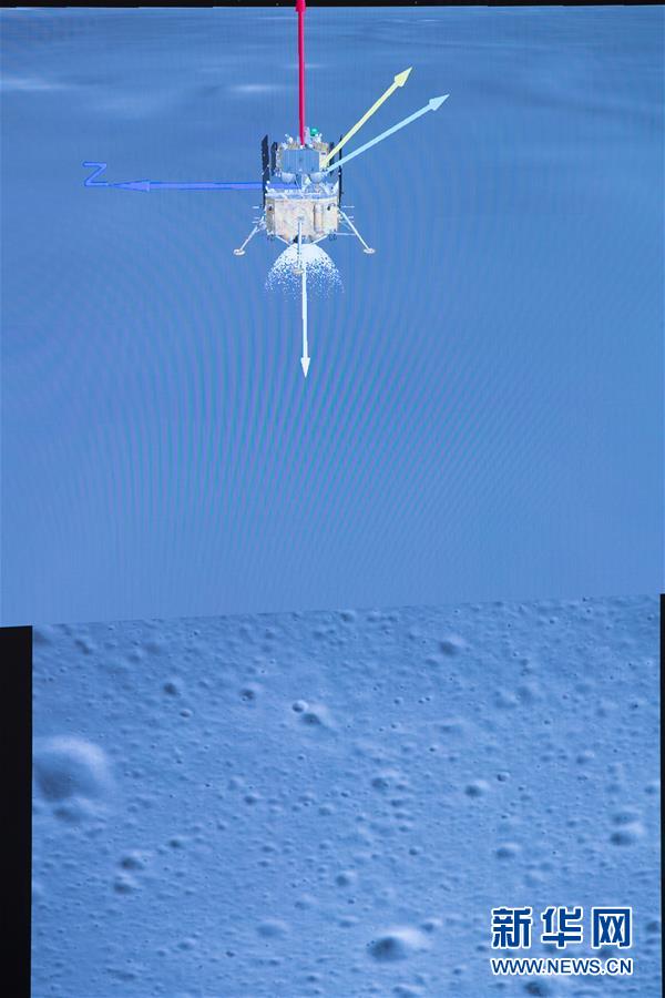 베이징 항천비행통제센터에서 촬영한 창어 5호 탐사선의 달 착륙 과정 [사진 출처: 신화망]