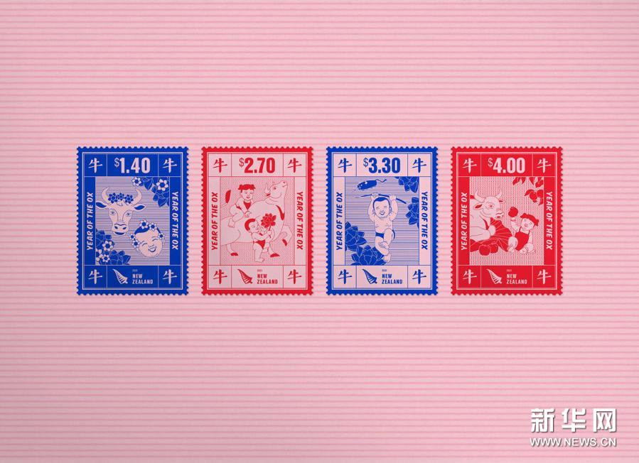 뉴질랜드우정에서 발행한 2021년 중국 소띠해 우표 [사진 출처: 신화망]