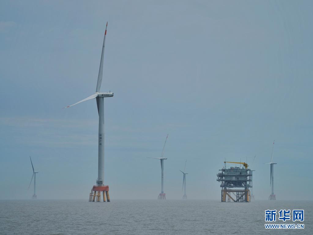 다이산 4호 해상 풍력발전소 [5월 16일 드론 촬영/사진 출처: 신화망]