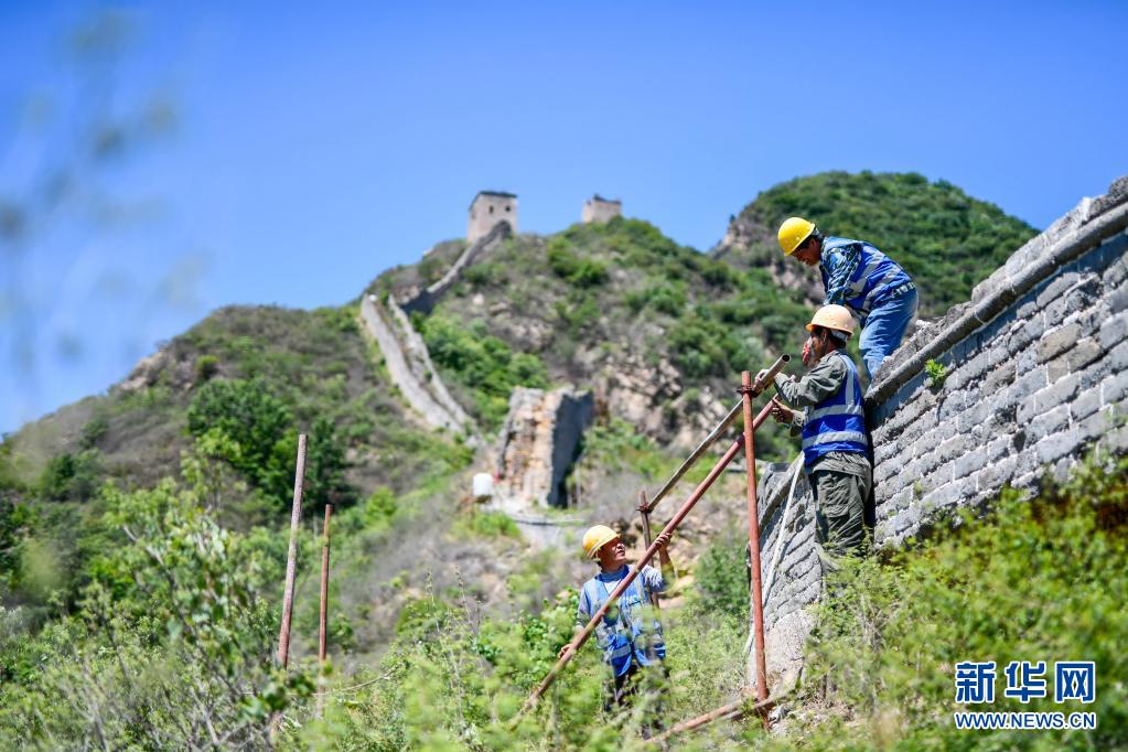 시펑커우 서쪽 판자커우 구간의 창청 보수공사 현장 [6월 3일 촬영/사진 출처: 신화망]
